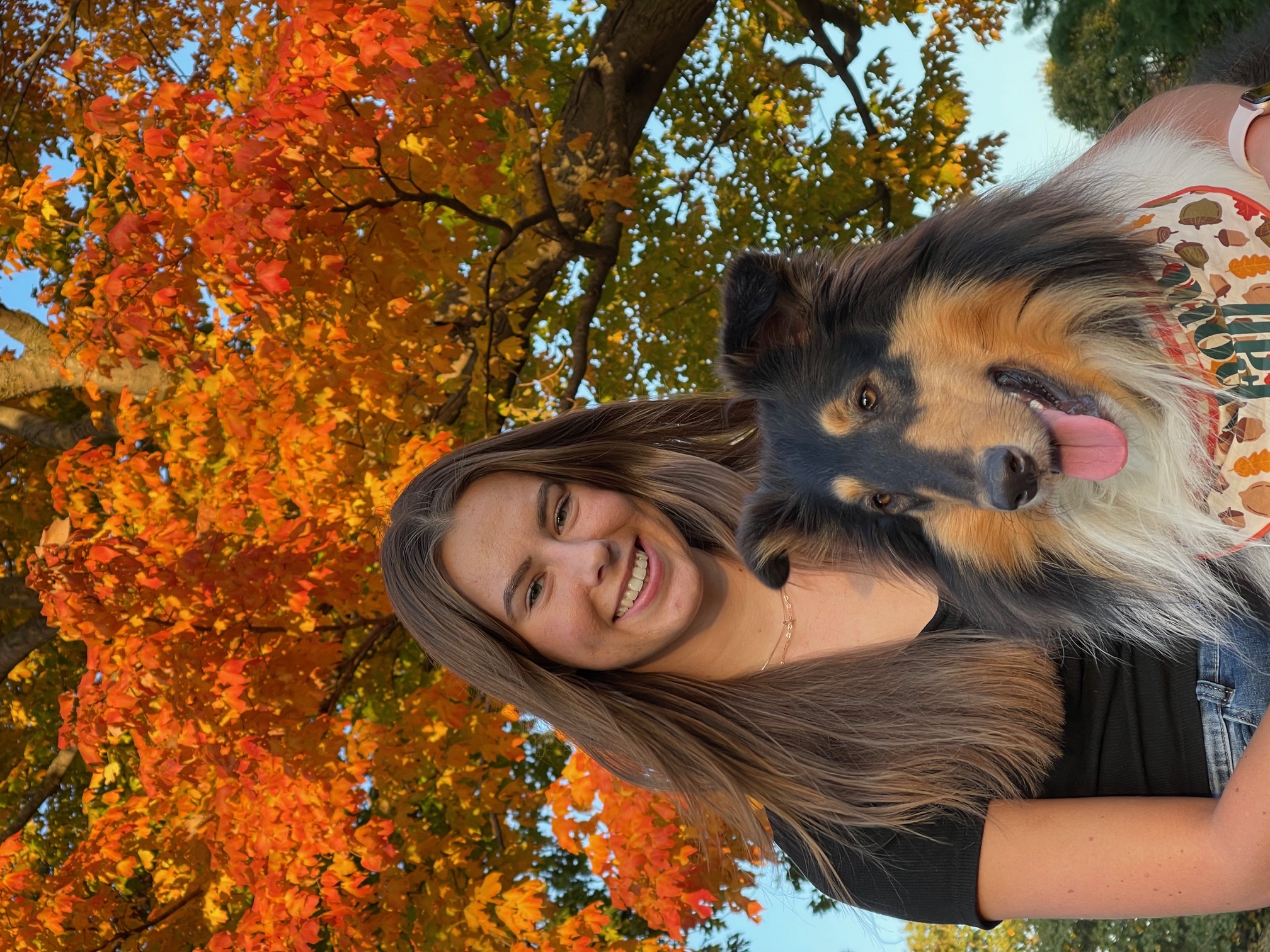Buddy with his person in autumn